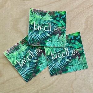 Green 'Breathe' Fern Inspirational Nature Meditation Affirmation Vinyl Stickers